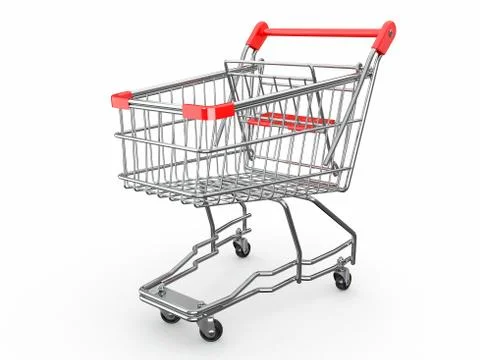 Empty shopping basket on white background. 3d Illustration