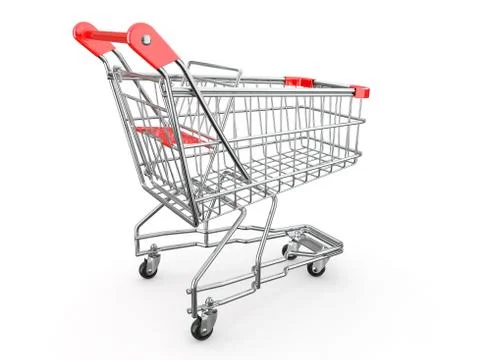 Empty shopping basket on white background. 3d Stock Illustration