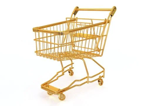 Empty shopping basket on white background. 3d Stock Illustration