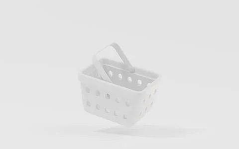 Empty shopping basket with white background, 3d rendering. Stock Illustration