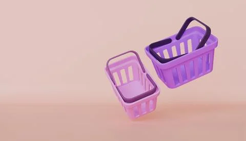 Empty shopping baskets, plastic shopping cart Stock Illustration