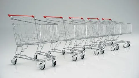 Empty shopping cart, 3d render Stock Illustration