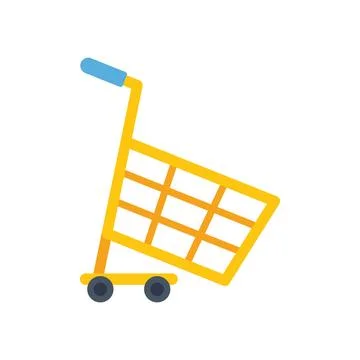 Empty shopping cart with blue handle on white background Illustration