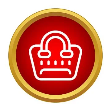 Empty shopping cart icon on red button Stock Illustration