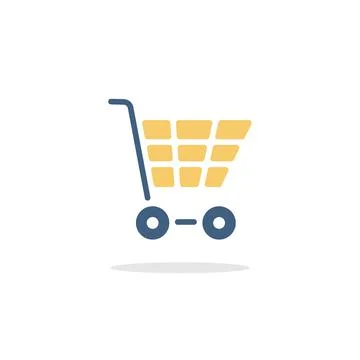 Empty shopping cart. Icon with shadow. Commerce glyph vector illustration Stock Illustration