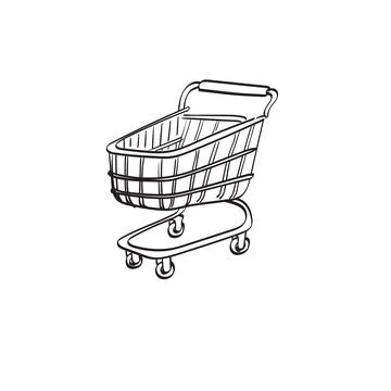 Empty shopping cart illustration vector hand drawn isolated on white Stock Illustration