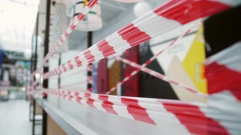 Empty shopping centre, store closure during Covid-19 pandemic lockdown Stock Footage 142929172
