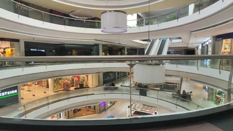 Empty shopping mall during covid Stock Footage 136029235
