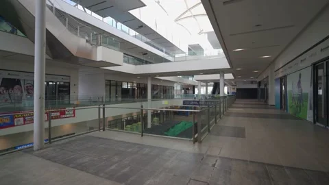 Empty Shopping Mall During the Covid 19 Pandemic Lockdown Stock Footage 157345045