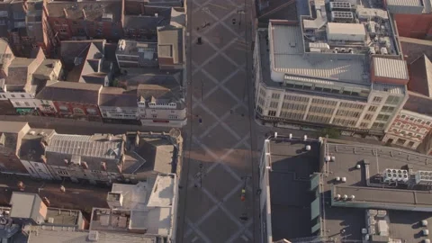 Empty shopping streets in Leeds during the Covid 19 pandemic. Stock Footage 132962434