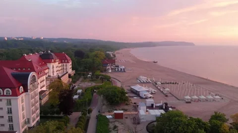 Empty Shoreline at Sunrise - Drone Video stock 132265116