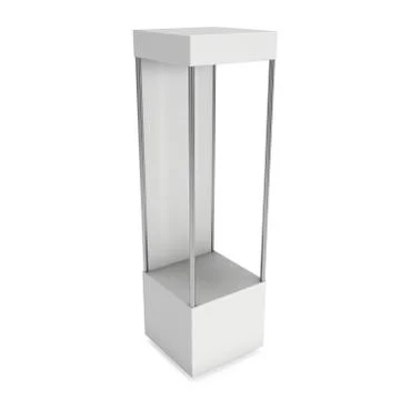 Empty showcase for exhibit. 3d render. Illustrazione stock