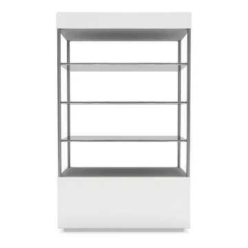 Empty showcase for exhibit. 3d render. Illustrazione stock