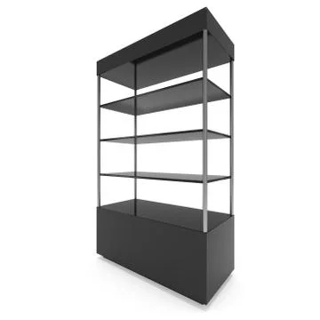 Empty showcase for exhibit. 3d render. Stock Illustration