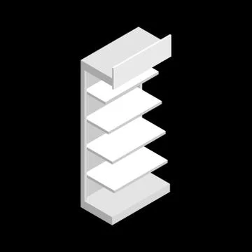 Empty showcase. Isolated on black background. Isometric view. Stock Illustration