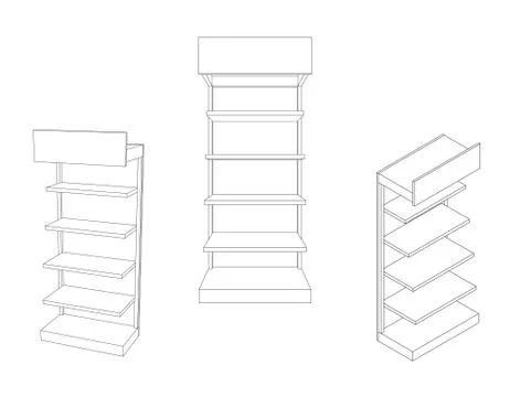 Empty showcase. Isolated on white background.Vector outline illustration. 스톡 일러스트