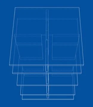 Empty showcase outline. 3d illustration Illustrazione stock