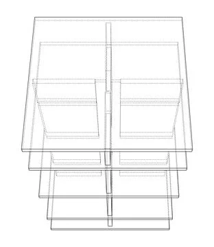 Empty showcase outline. 3d illustration Illustrazione stock