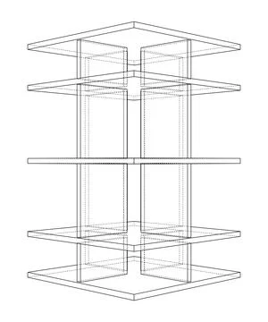 Empty showcase outline. 3d illustration Illustrazione stock