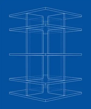 Empty showcase outline. 3d illustration Illustrazione stock