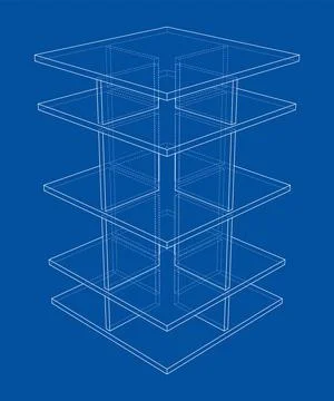 Empty showcase outline. 3d illustration Illustrazione stock