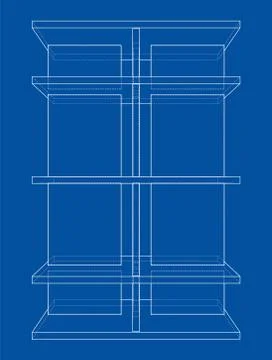 Empty showcase outline. Vector rendering of 3d Illustrazione stock