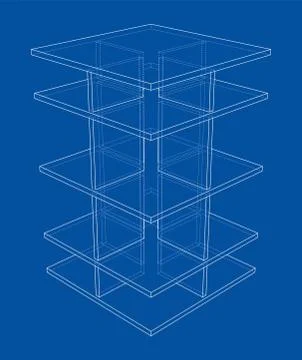 Empty showcase outline. Vector rendering of 3d Stock Illustration