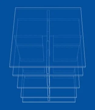 Empty showcase outline. Vector rendering of 3d Illustrazione stock