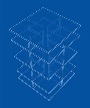 Empty showcase outline. Vector rendering of 3d Illustrazione stock