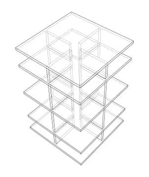 Empty showcase outline. Vector rendering of 3d Illustrazione stock