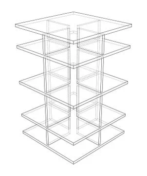Empty showcase outline. Vector rendering of 3d Illustrazione stock