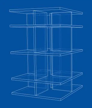 Empty showcase outline. Vector rendering of 3d Illustrazione stock