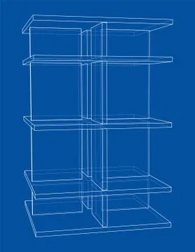 Empty showcase outline. Vector rendering of 3d 스톡 일러스트