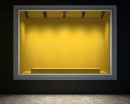 Empty showcase of a shop in the evening light Stock Illustration