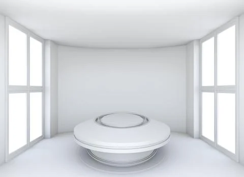 Empty showroom with circle table for exhibit Illustrazione stock