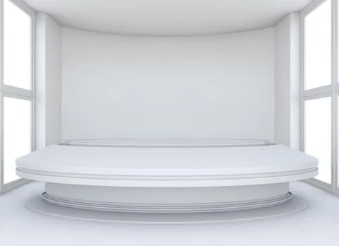 Empty showroom with circle table for exhibit Illustrazione stock