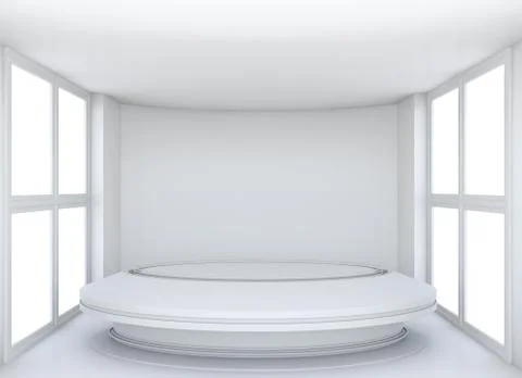 Empty showroom with circle table for exhibit Illustrazione stock