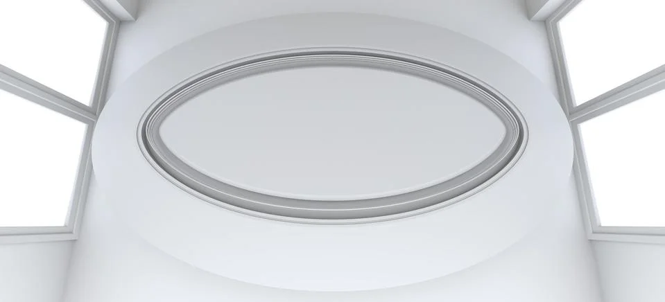 Empty showroom with circle table for exhibit Stock Illustration