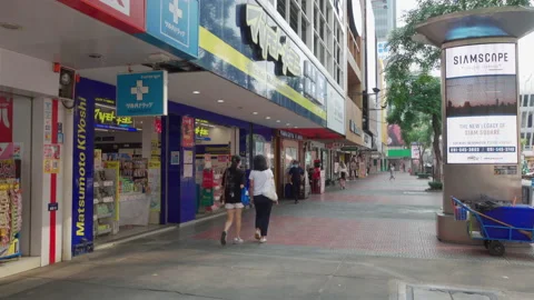 Empty Siam Square During COVID-19 in Bangkok Stock Footage 148361182