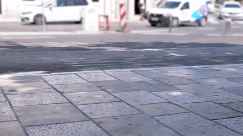 Empty Sidewalk and Crosswalk Stock Footage 293252545