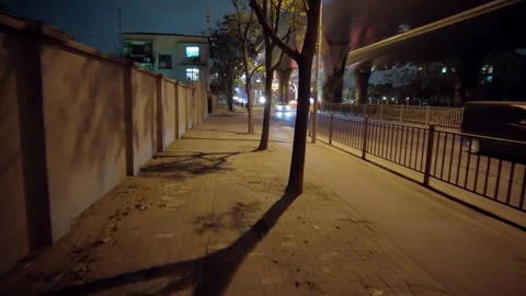 Empty sidewalk at night in Shanghai 스톡 동영상 253216095