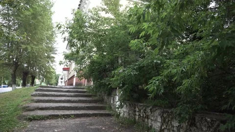 Empty sidewalk with old steps 動画素材 145700427