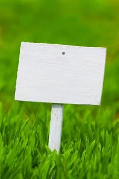 Empty sign on green grass Foto stock