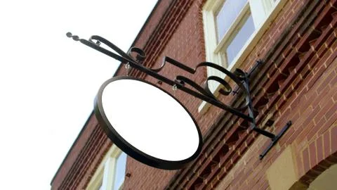 Empty sign poster on brick wall. Stock Photos