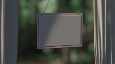 Empty sign on a window. Template. Plate with no inscription. Video stock 250123436