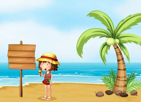 An empty signboard at the beach Stock Illustration