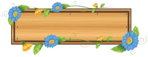 An empty signboard with flowers Illustrazione stock
