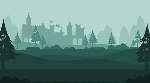 Empty silhouette medieval background Stock Illustration