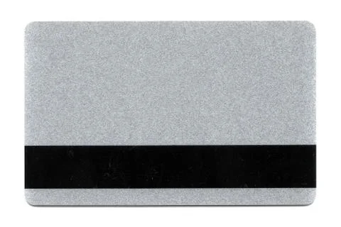 Empty silver plastic card isolated Foto stock