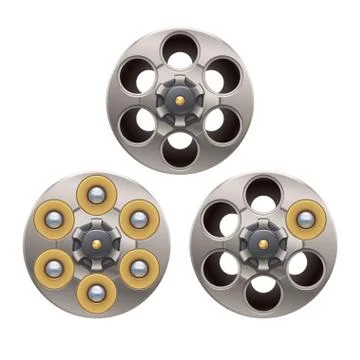 Empty single and full load of revolver cylinder Stock Illustration